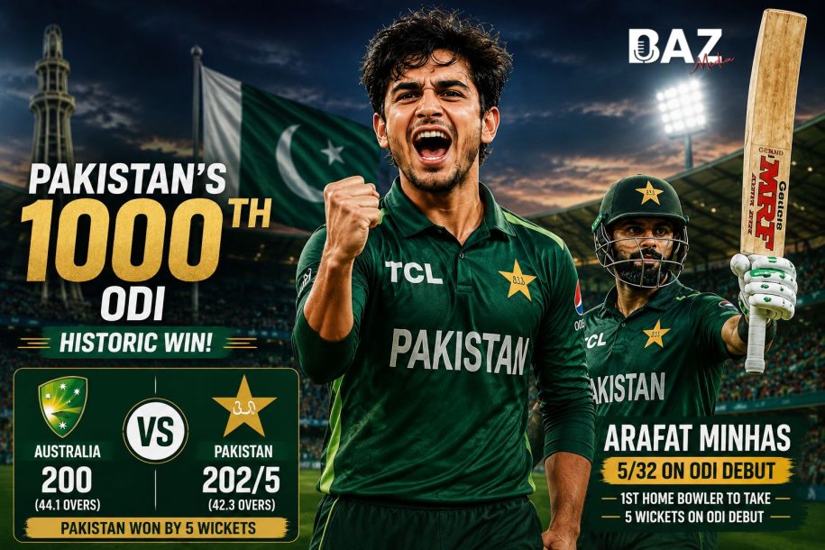 Pakistan Defeat Australia by 5 Wickets in Historic 1000th ODI as Arafat Minhas Shines on Debut