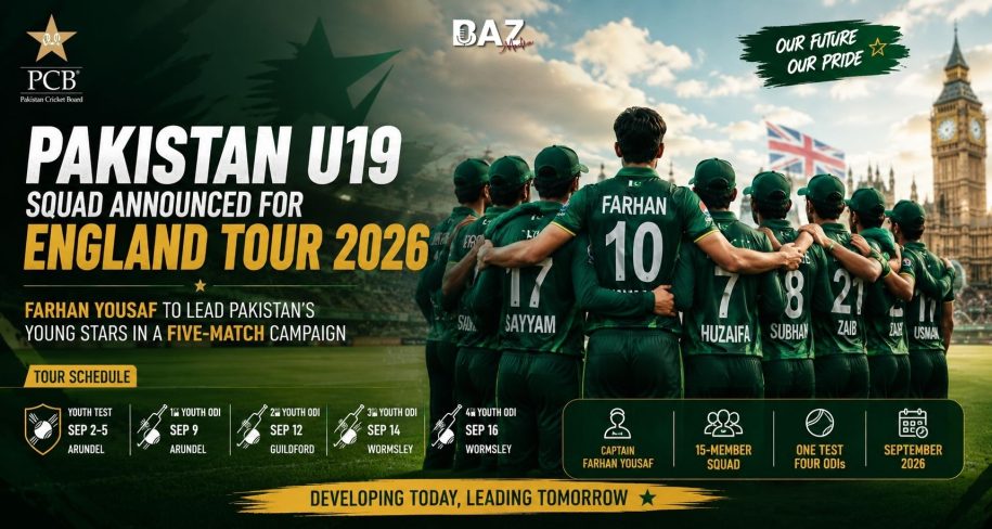 Pakistan U19 Squad Announced for England Tour: Farhan Yousaf to Lead Five-Match Campaign